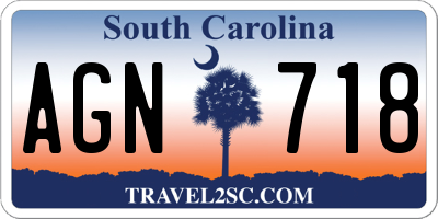SC license plate AGN718