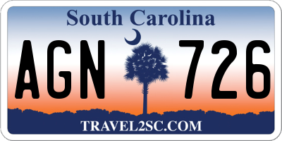 SC license plate AGN726