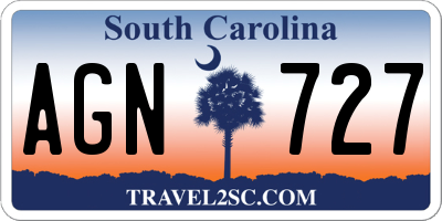 SC license plate AGN727