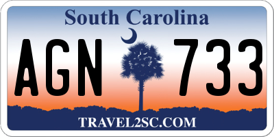 SC license plate AGN733