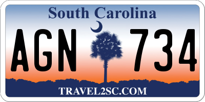 SC license plate AGN734