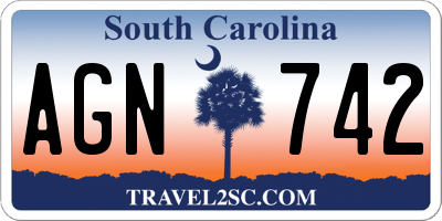SC license plate AGN742