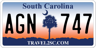 SC license plate AGN747