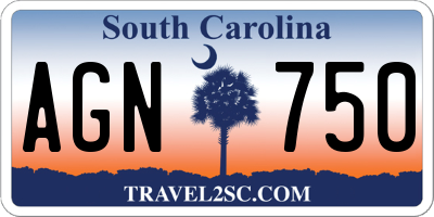 SC license plate AGN750