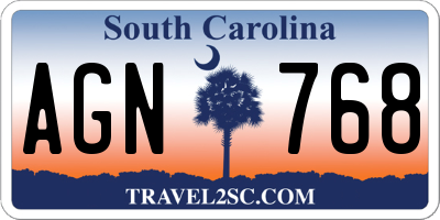 SC license plate AGN768