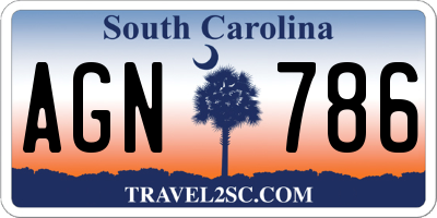 SC license plate AGN786