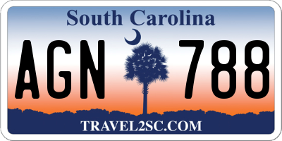 SC license plate AGN788