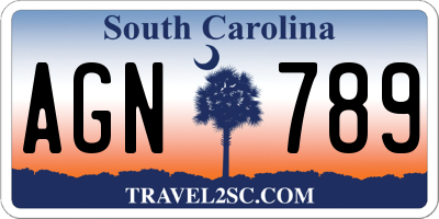 SC license plate AGN789