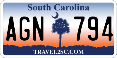 SC license plate AGN794