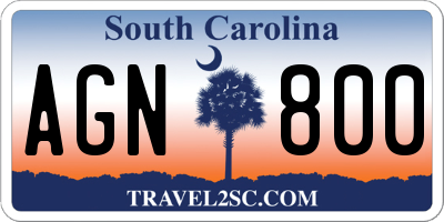 SC license plate AGN800