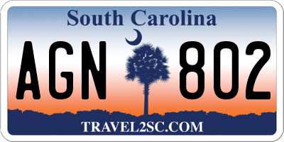 SC license plate AGN802