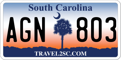 SC license plate AGN803