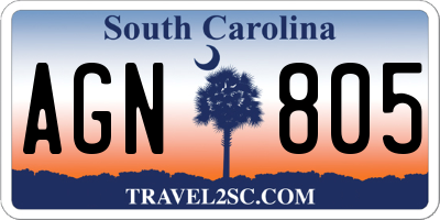 SC license plate AGN805