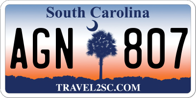 SC license plate AGN807