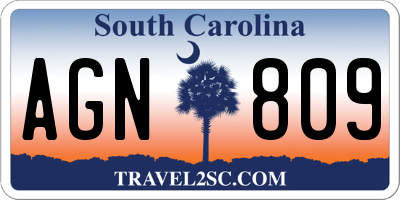 SC license plate AGN809