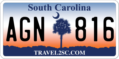 SC license plate AGN816