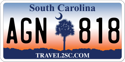 SC license plate AGN818