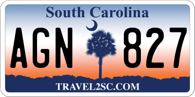SC license plate AGN827