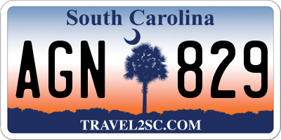 SC license plate AGN829