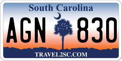 SC license plate AGN830
