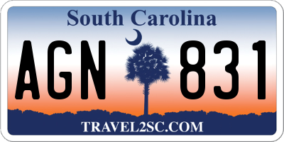 SC license plate AGN831