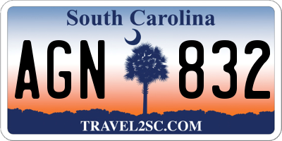 SC license plate AGN832