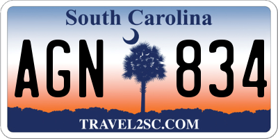 SC license plate AGN834
