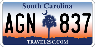 SC license plate AGN837