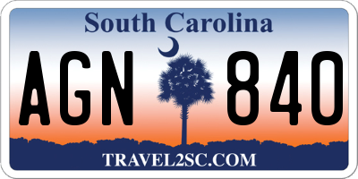 SC license plate AGN840