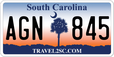 SC license plate AGN845