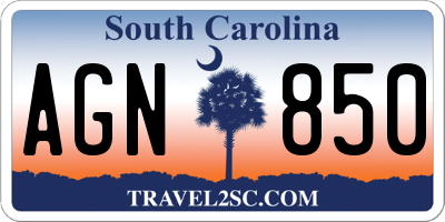SC license plate AGN850