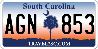 SC license plate AGN853