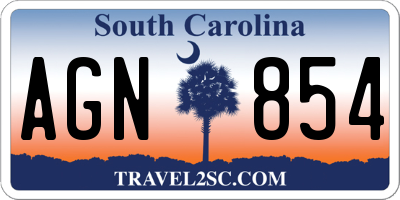 SC license plate AGN854