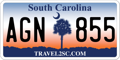 SC license plate AGN855
