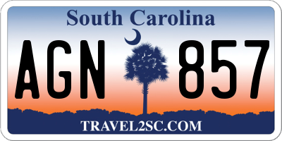 SC license plate AGN857