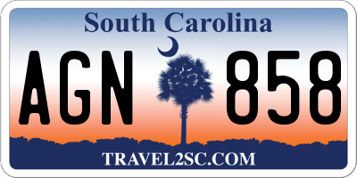 SC license plate AGN858