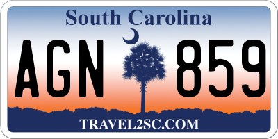SC license plate AGN859