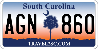 SC license plate AGN860