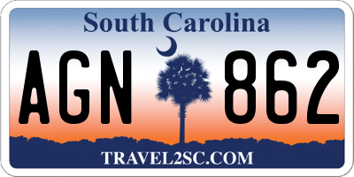 SC license plate AGN862