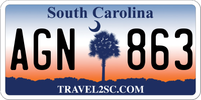 SC license plate AGN863