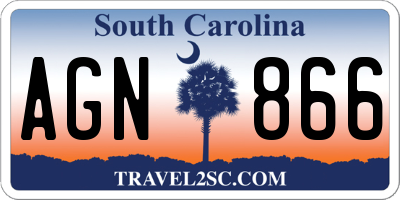 SC license plate AGN866
