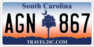 SC license plate AGN867