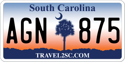 SC license plate AGN875