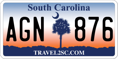 SC license plate AGN876