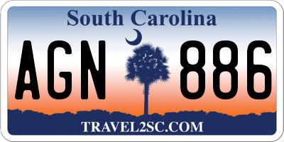 SC license plate AGN886