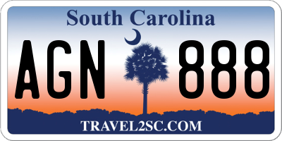 SC license plate AGN888