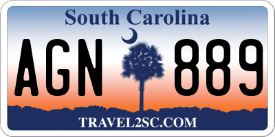 SC license plate AGN889