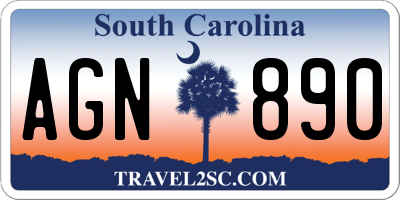 SC license plate AGN890