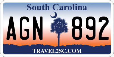 SC license plate AGN892