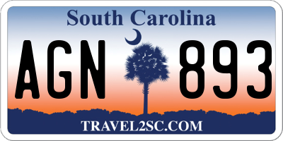 SC license plate AGN893